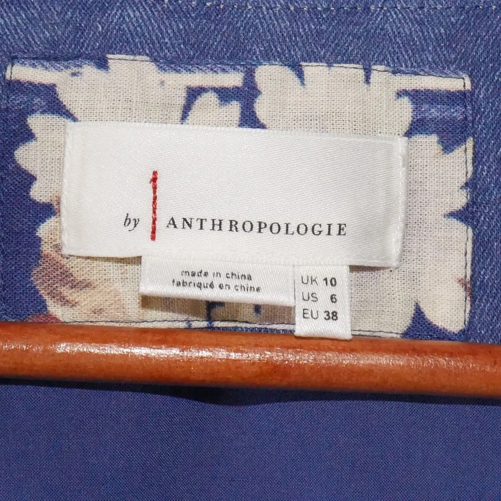 by Anthropologie Camellia Collared Dress in Blue Motif size 6 - Picture 12 of 12